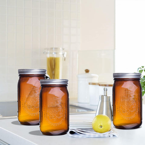 eleganttime empaque protegido en cartón para tarros ámbar de 32 oz.
