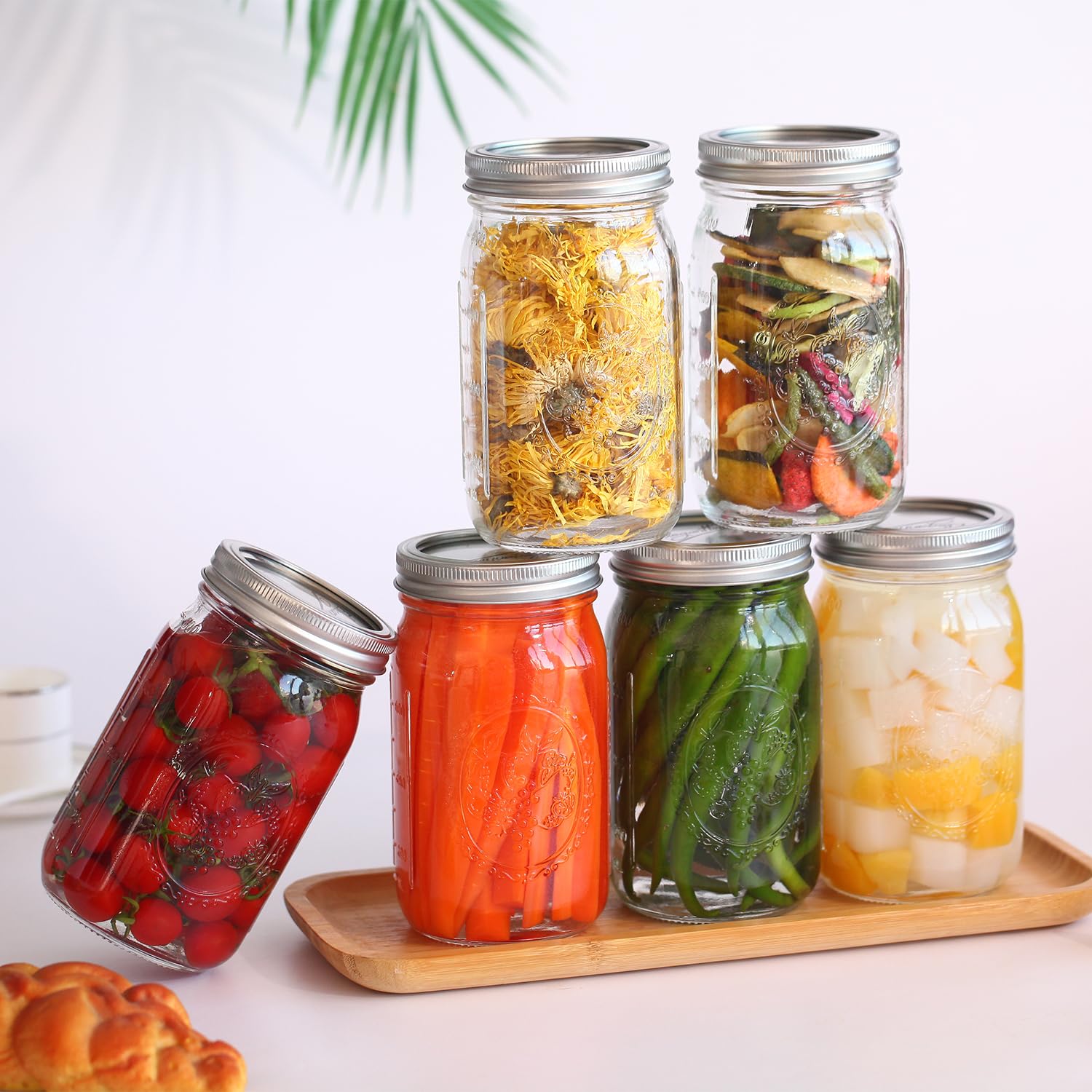 ElegantTime tarro Mason 32oz ideal para conservas y salsas.