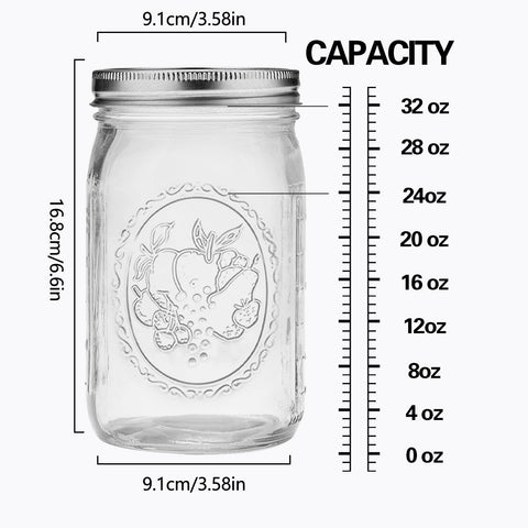 ElegantTime tarro vidrio transparente 32oz para almacenamiento de alimentos.