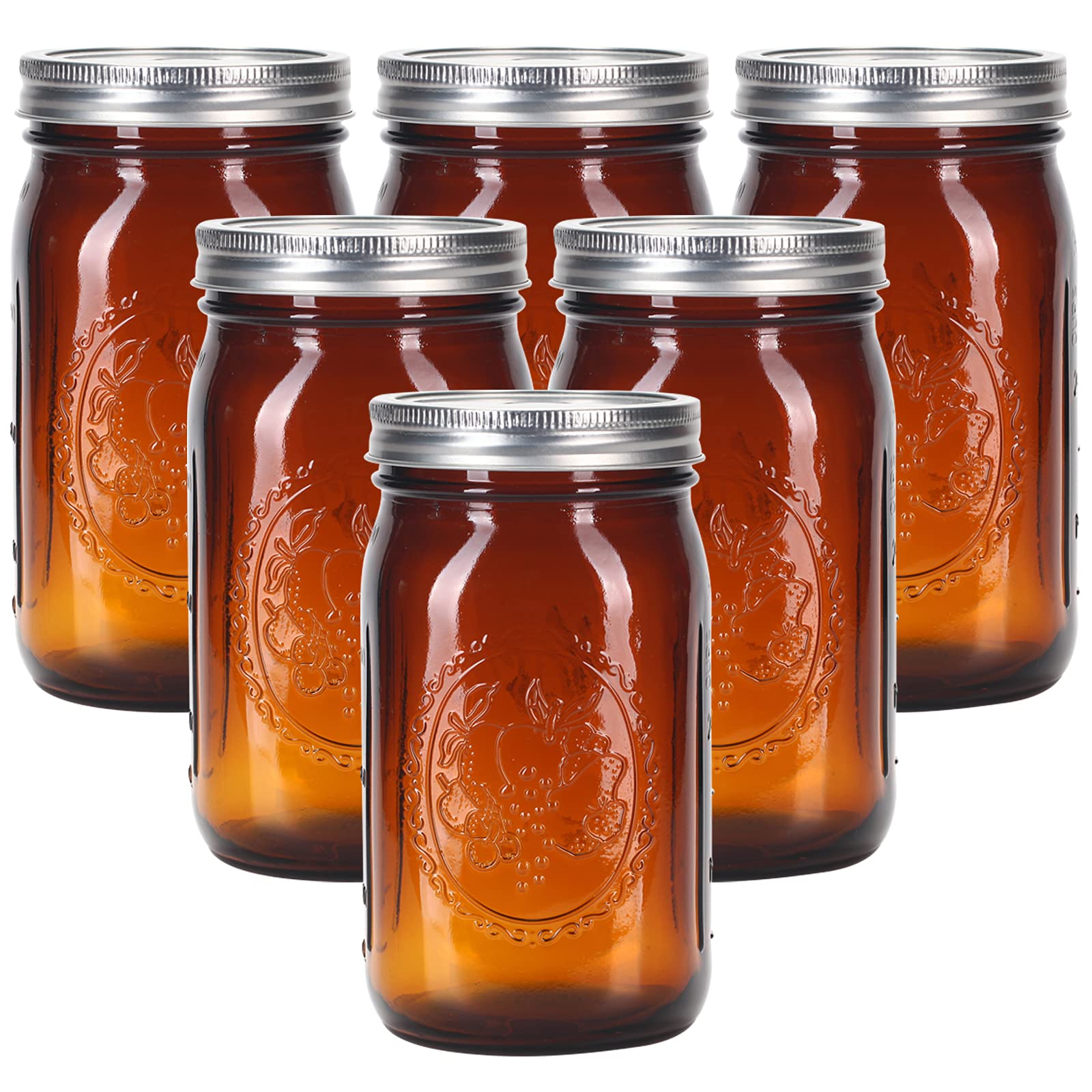 eleganttime tarros vidrio ámbar boca ancha 32 oz para conservar sabores.