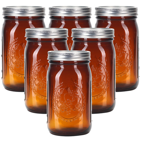 eleganttime tarros vidrio ámbar boca ancha 32 oz para conservar sabores.