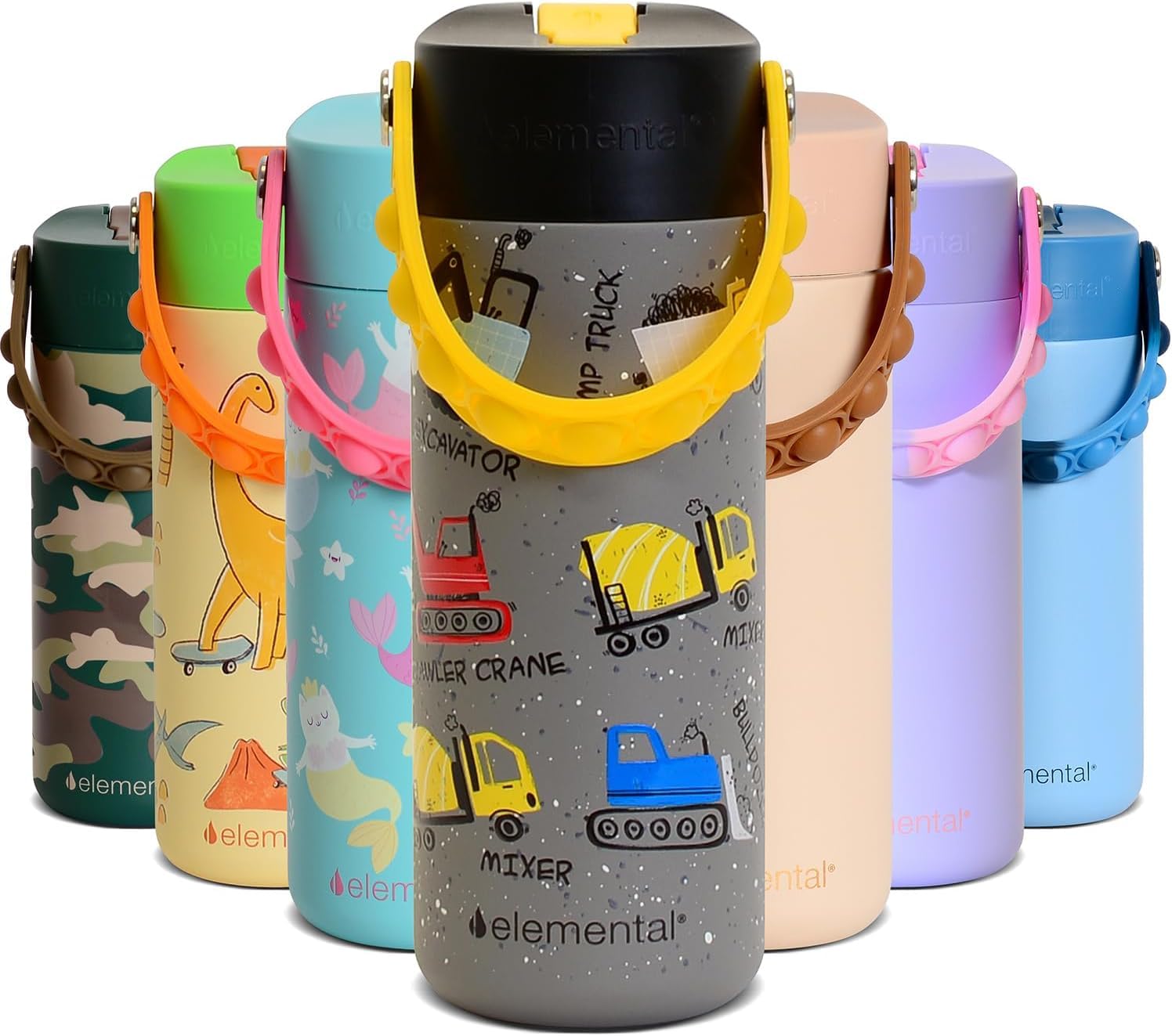 Botella infantil Elemental aislada 18 oz mantiene bebidas frías todo el día.