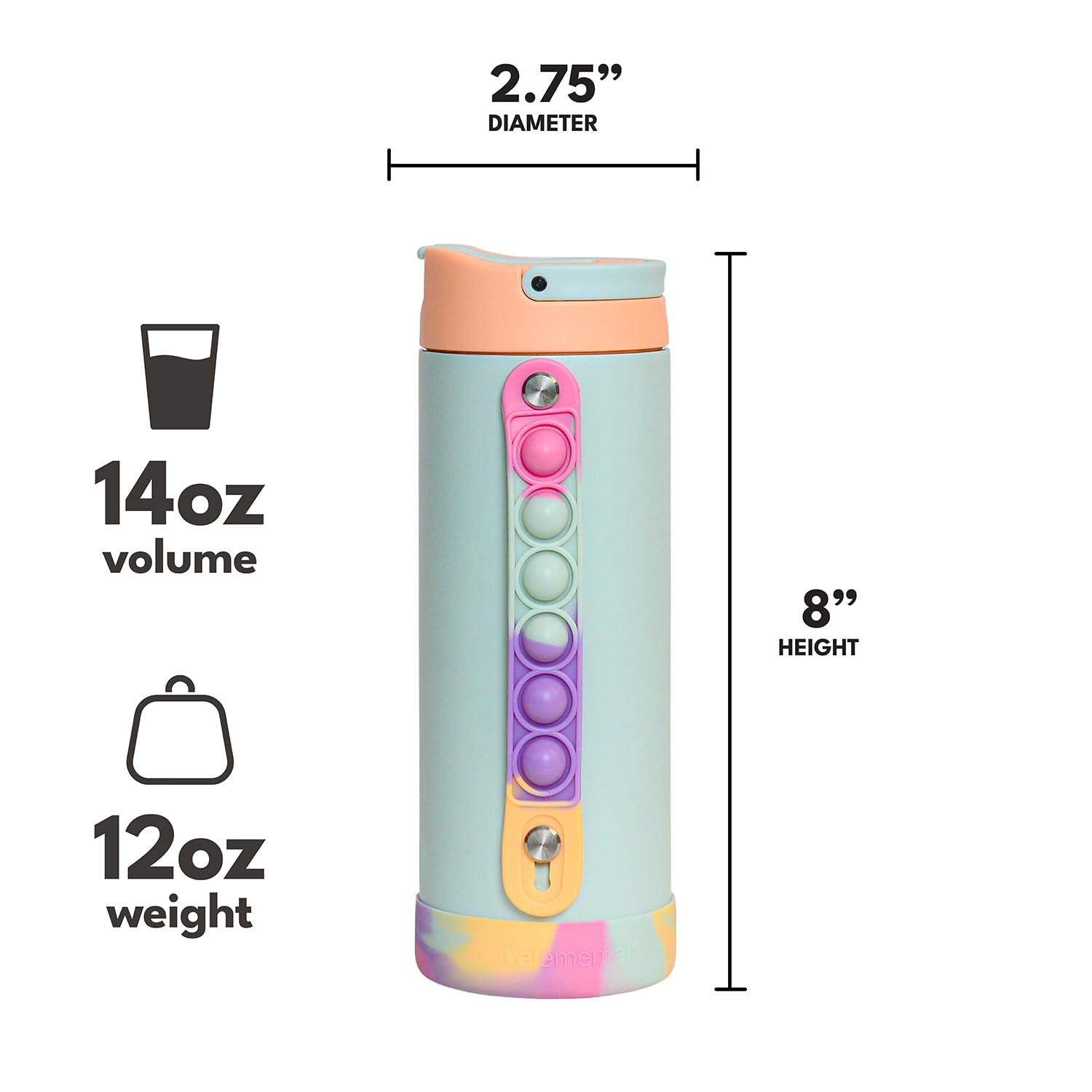 Botella Elemental Iconic 414 ml, tamaño perfecto para niños