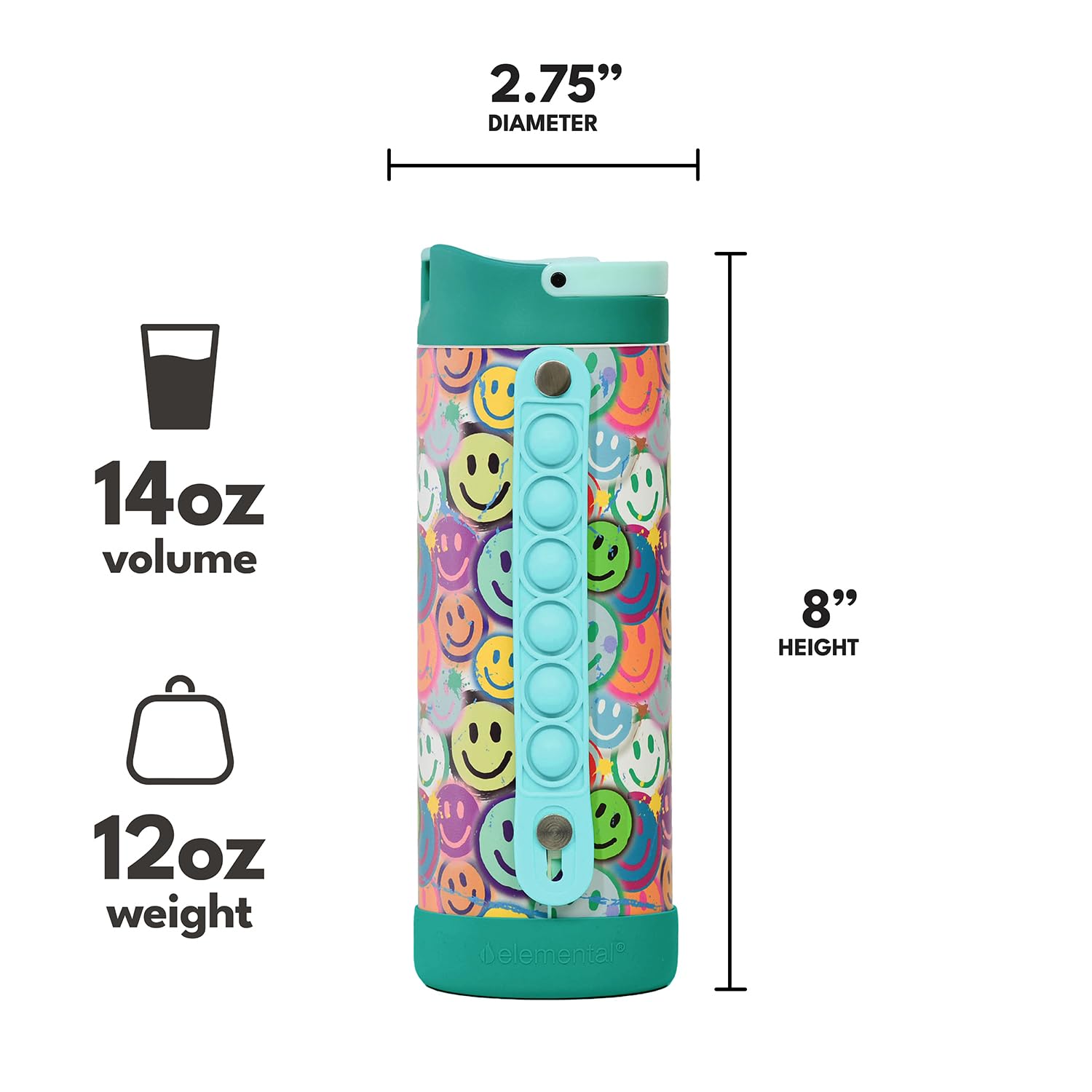 Ideal para clase, deporte y transporte diario con la botella Elemental Iconic.