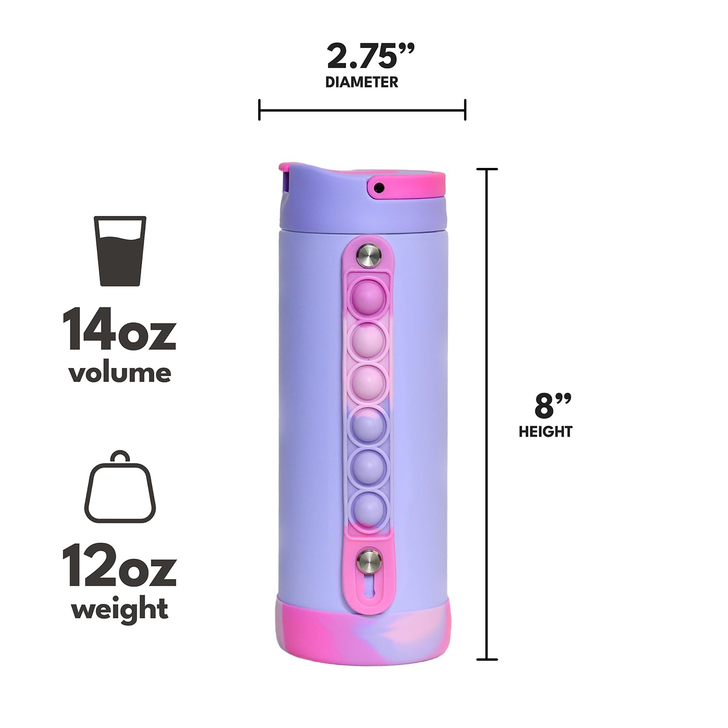 Capacidad de 414 ml para hidratar durante el día.