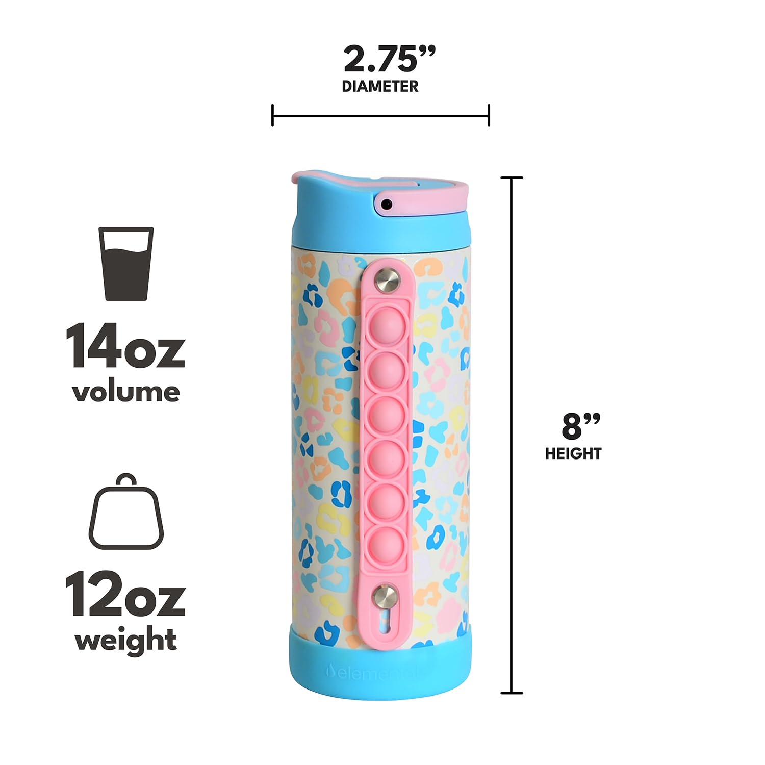 Capacidad de 14 oz de Elemental Iconic, ideal para hidratación continua.