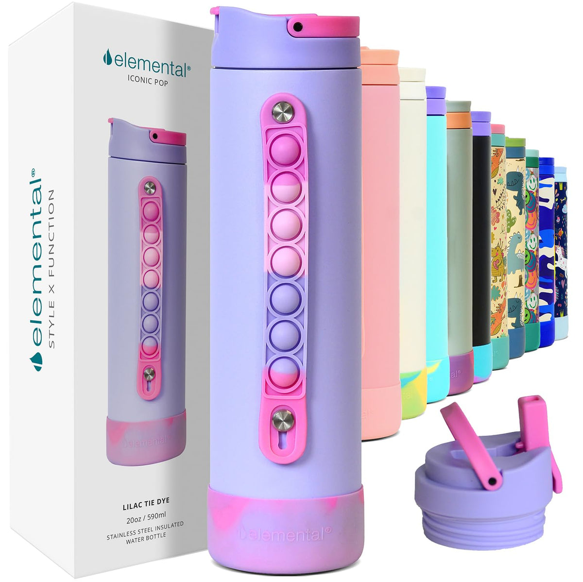 Elemental Iconic, botella con pop-it, ideal para concentración en clase