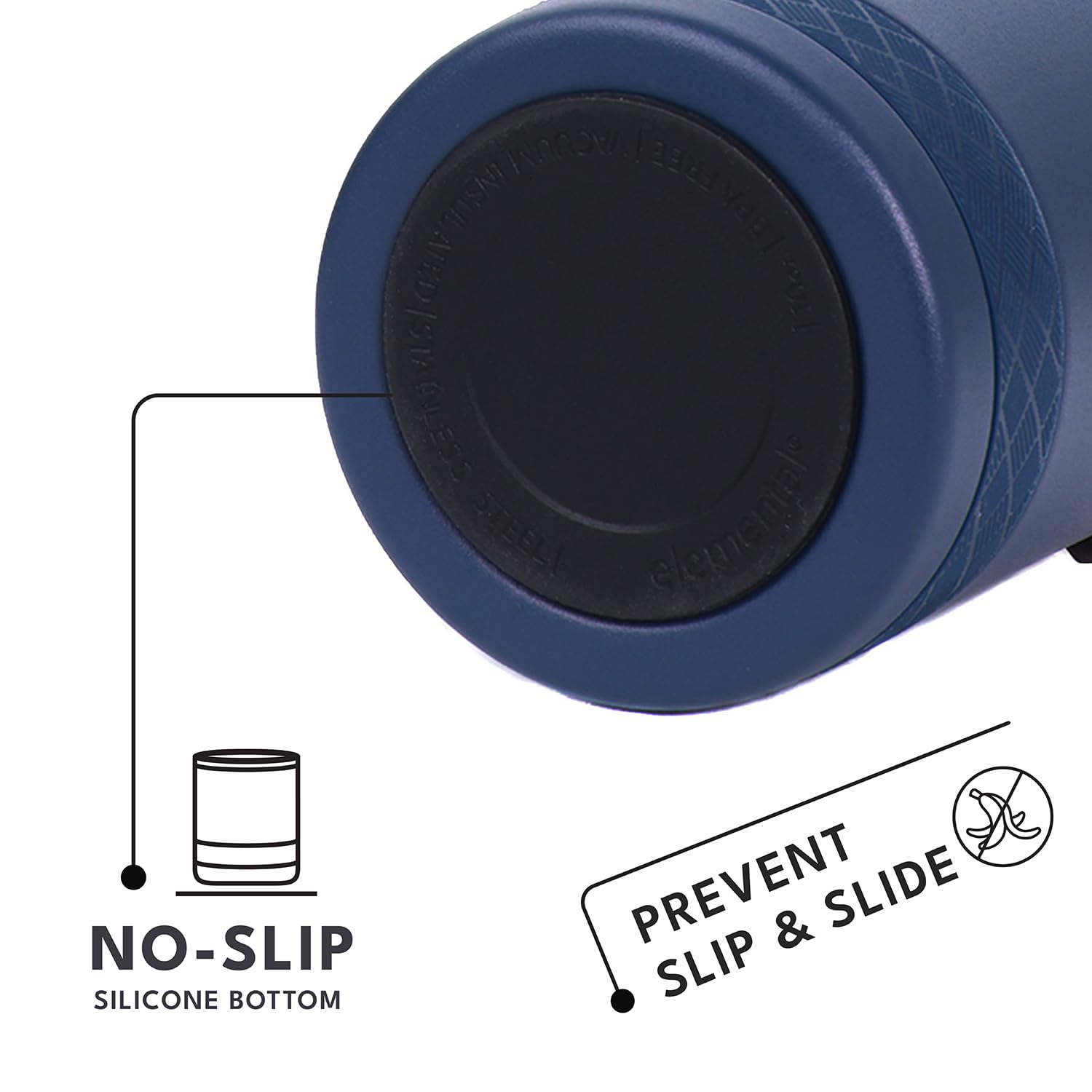 Elemental Recess Lowball Vaso de 10 onzas, acero inoxidable 18/8, seguro para alimentos y lavavajillas.