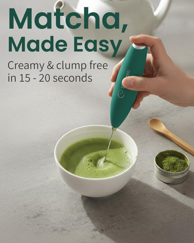 Elementi batidora ergonómica para matcha, agarre cómodo para sesiones breves.