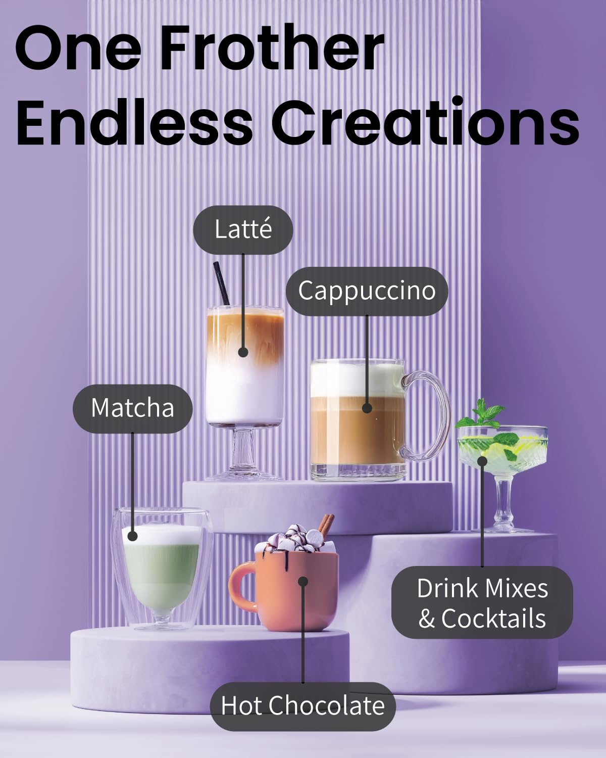 Elementi espumador para cappuccino con microespuma suave.