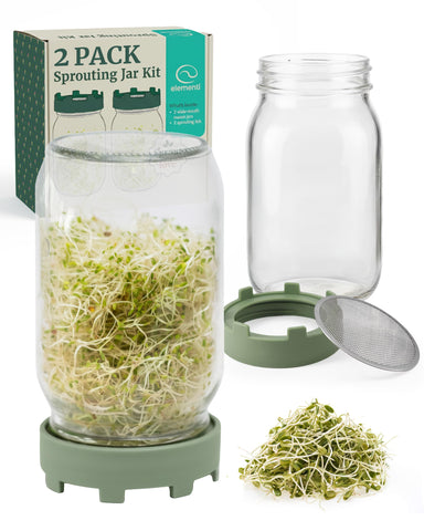 Elementi kit germinador: dos frascos para cultivar brotes frescos en casa