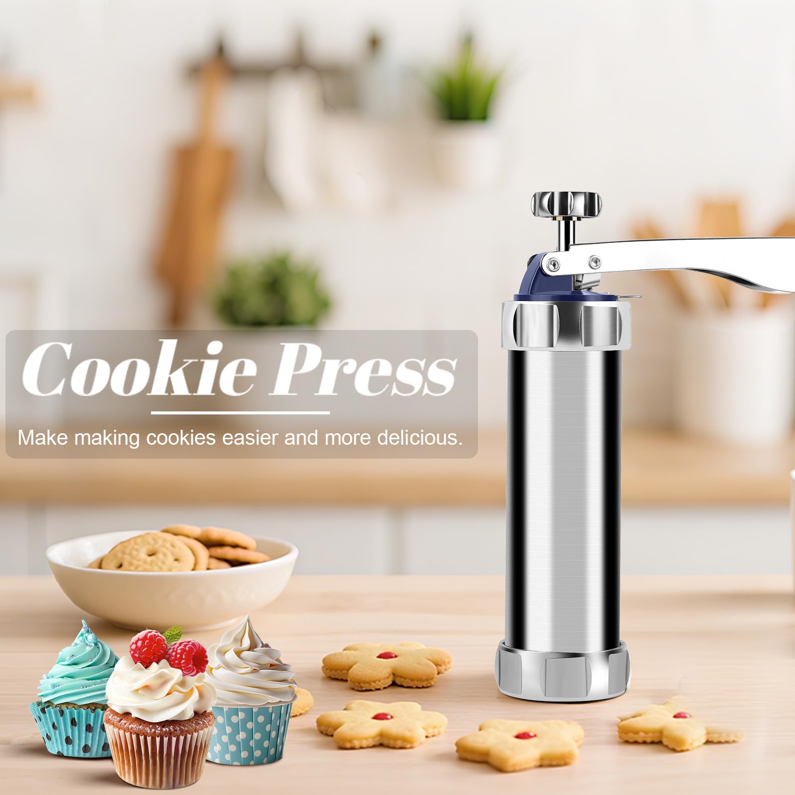 ELENTGE Cookie Press con disco corazón para galletas decoradas.