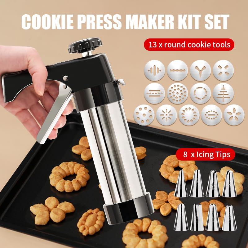 ELENTGE Discos navidad, 13 diseños para galletas uniformes y festivas