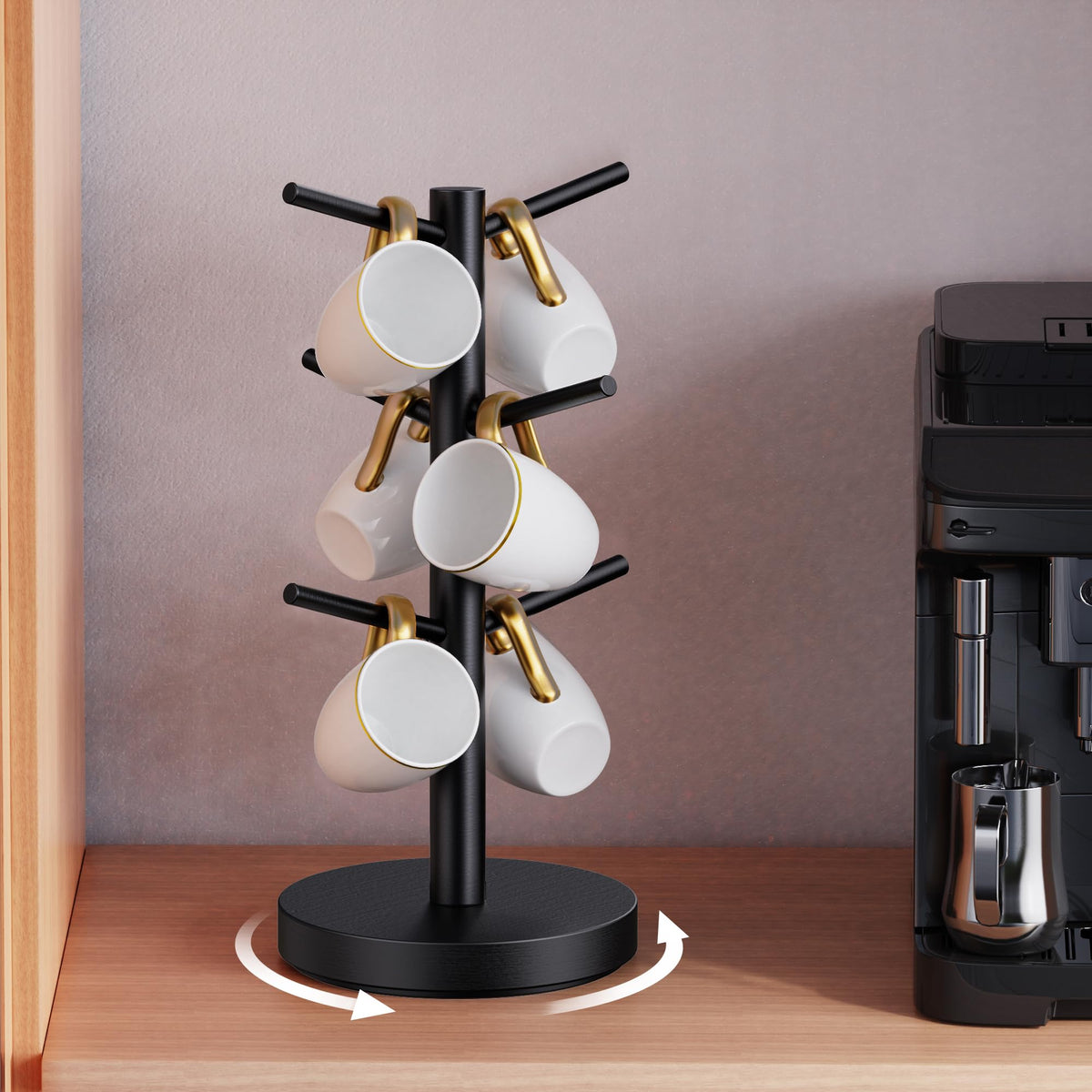 Elerator Arbol Porta-Tazas con base giratoria 360°, estable en cualquier encimera