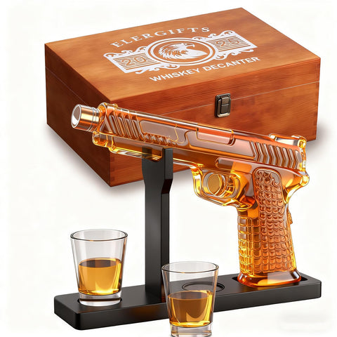 ELERGIFTS decantador whisky pistola, diseño audaz para coleccionistas.