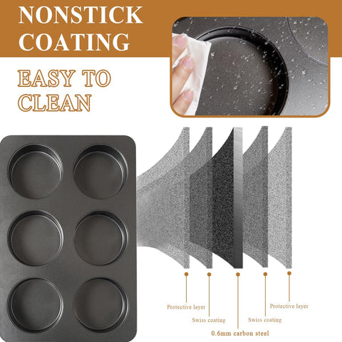 Elesinsoz cavidades de 9 cm, 6 unidades para hornear de forma uniforme