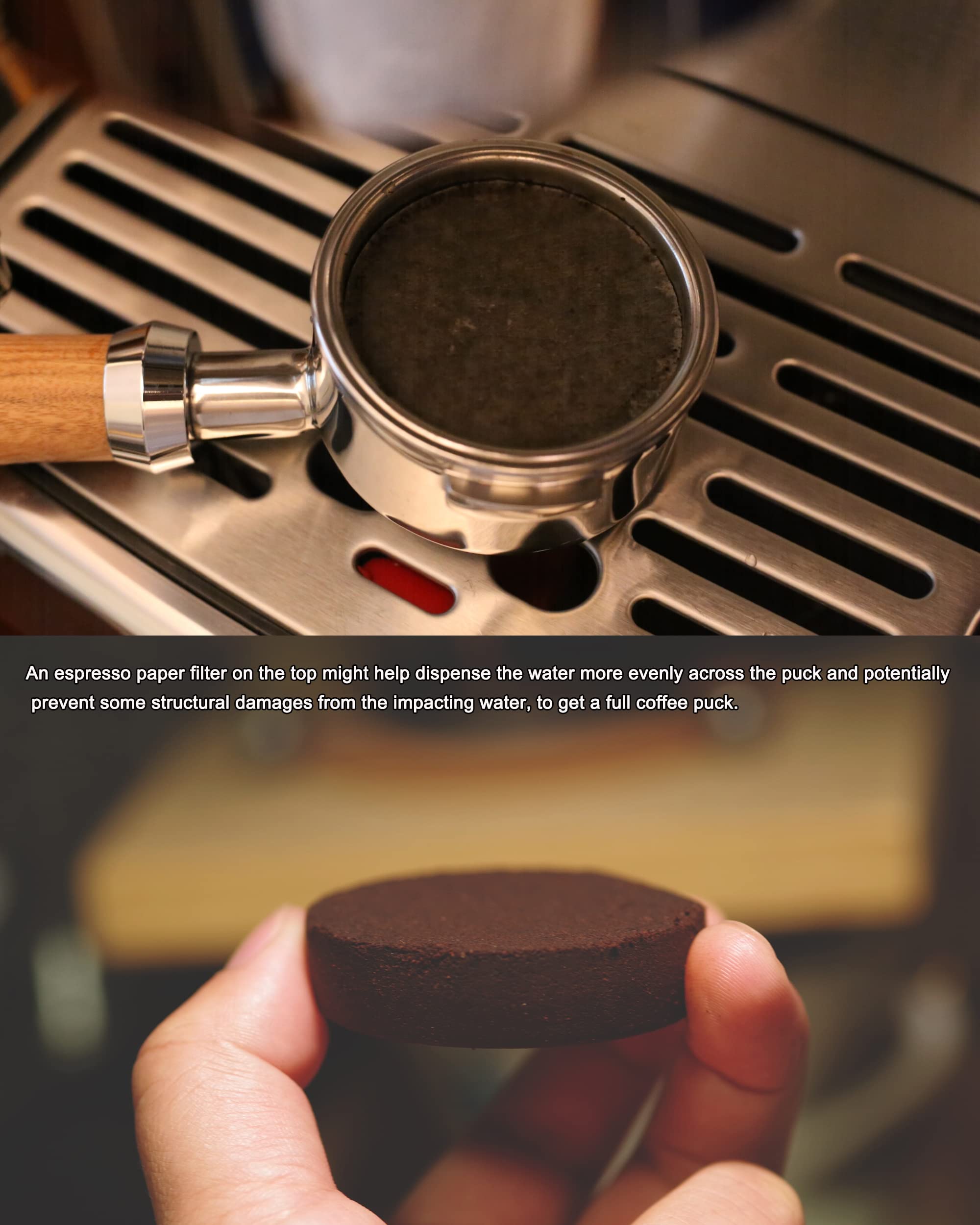 ELESTAB papel filtrado adicional para espresso reduce residuos en la máquina.