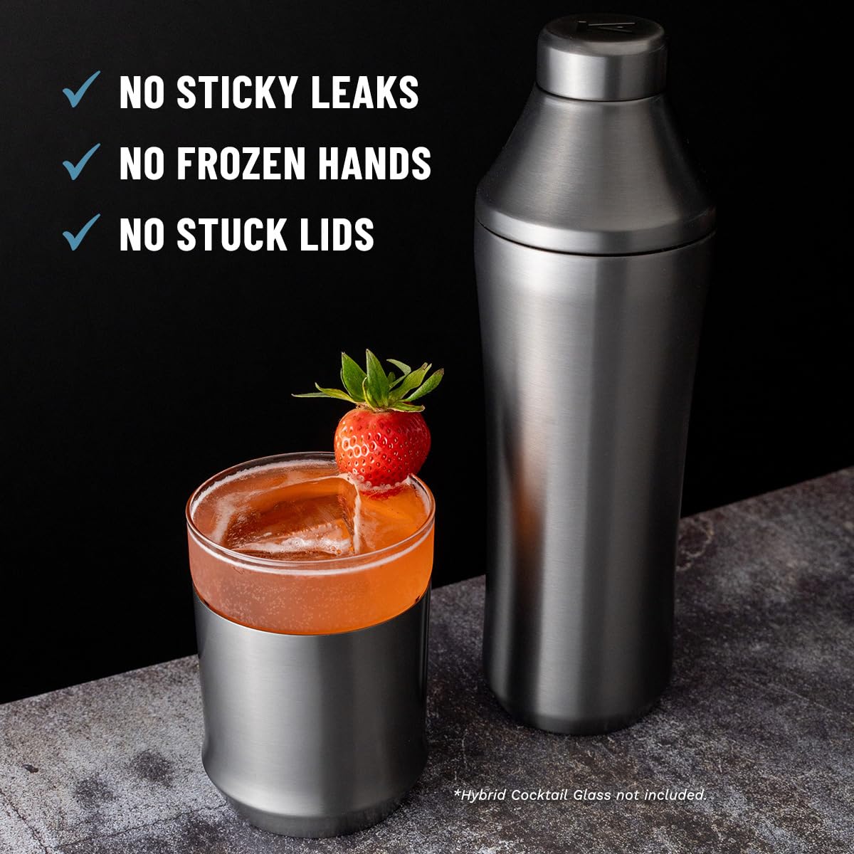 Elevated Craft coctel shaker con filtro integrado para verter sin sólidos