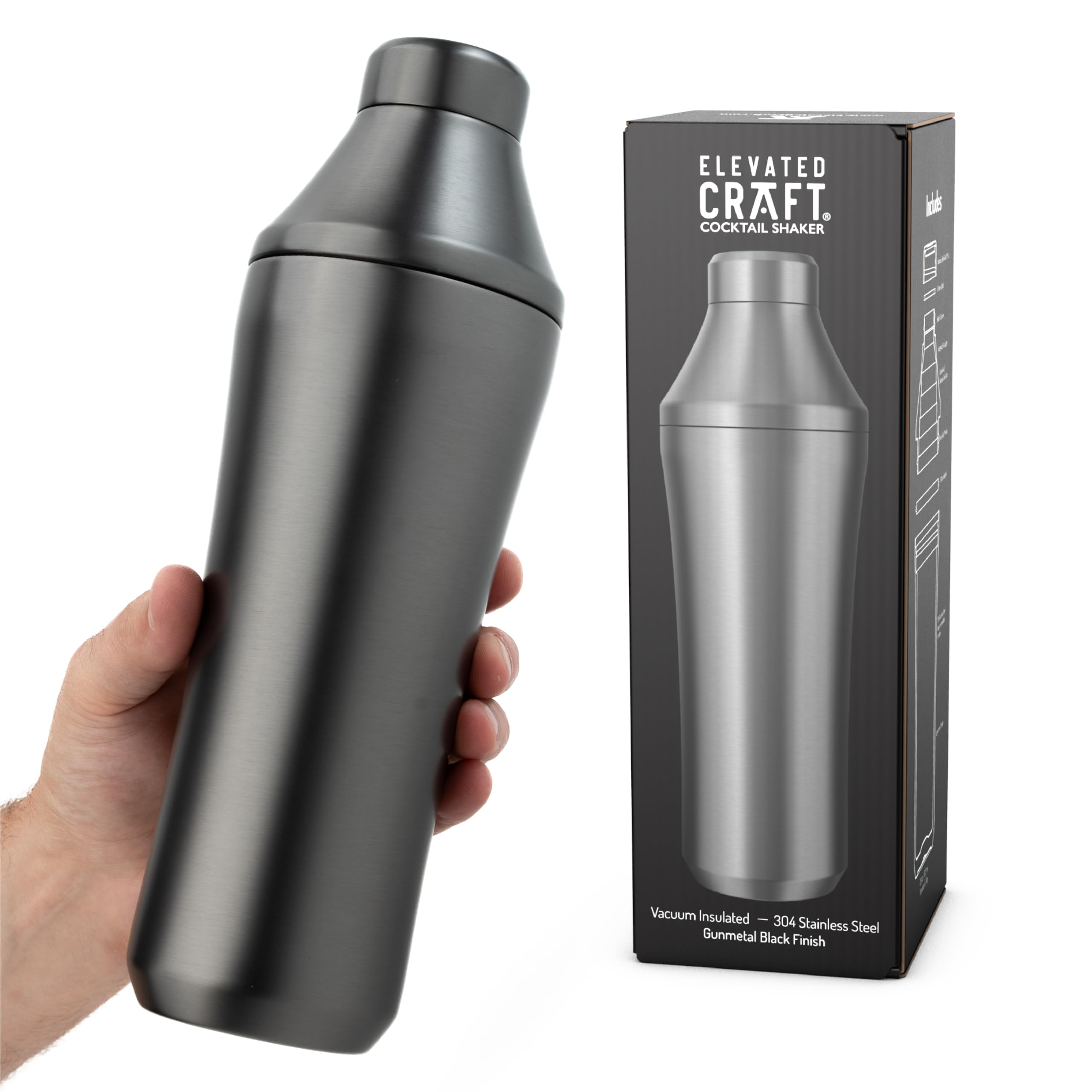 Elevated Craft hibrido coctel shaker con medidor integrado para medir con precisión