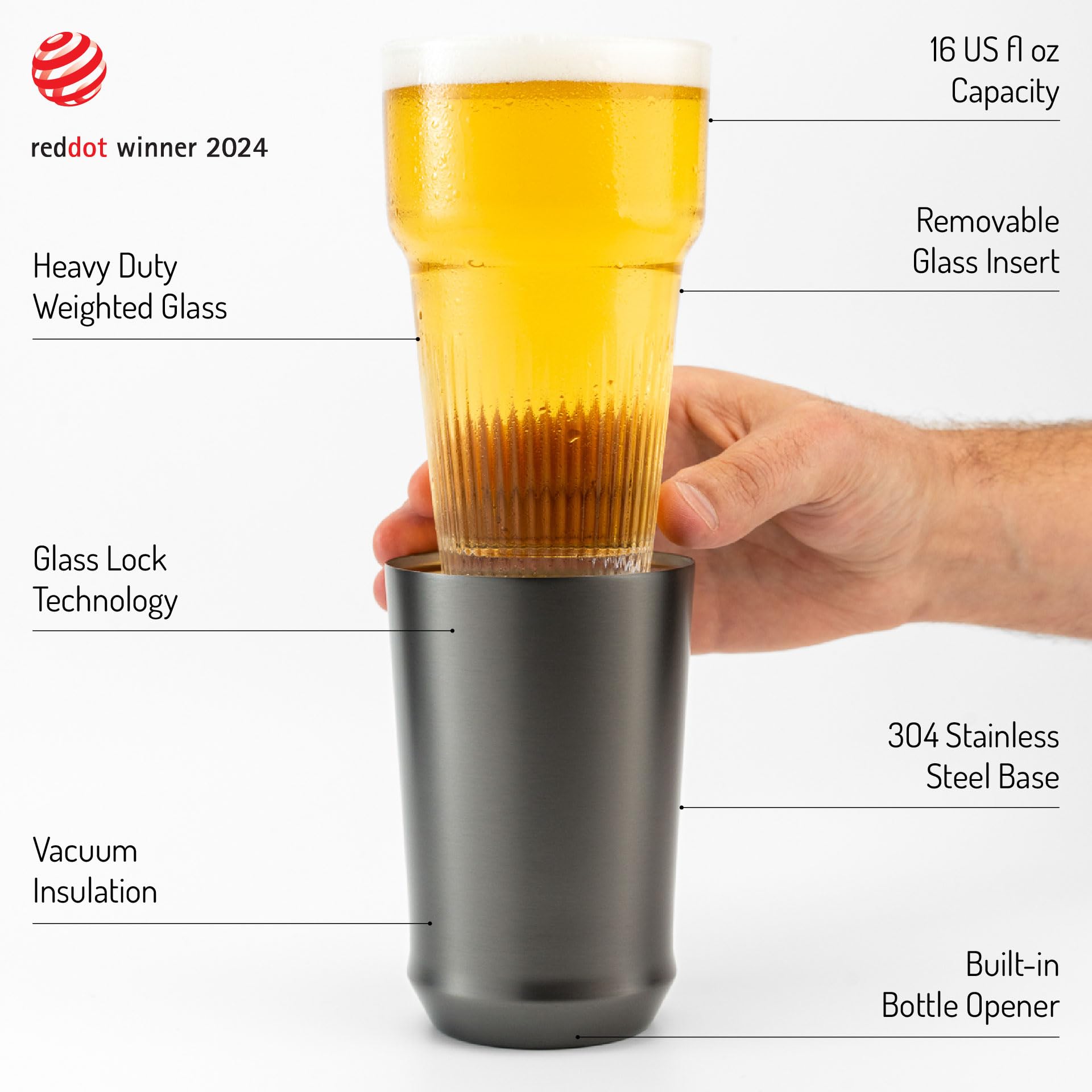 Elevated Craft Vaso cerveza con insert removible facilita limpieza y extracción