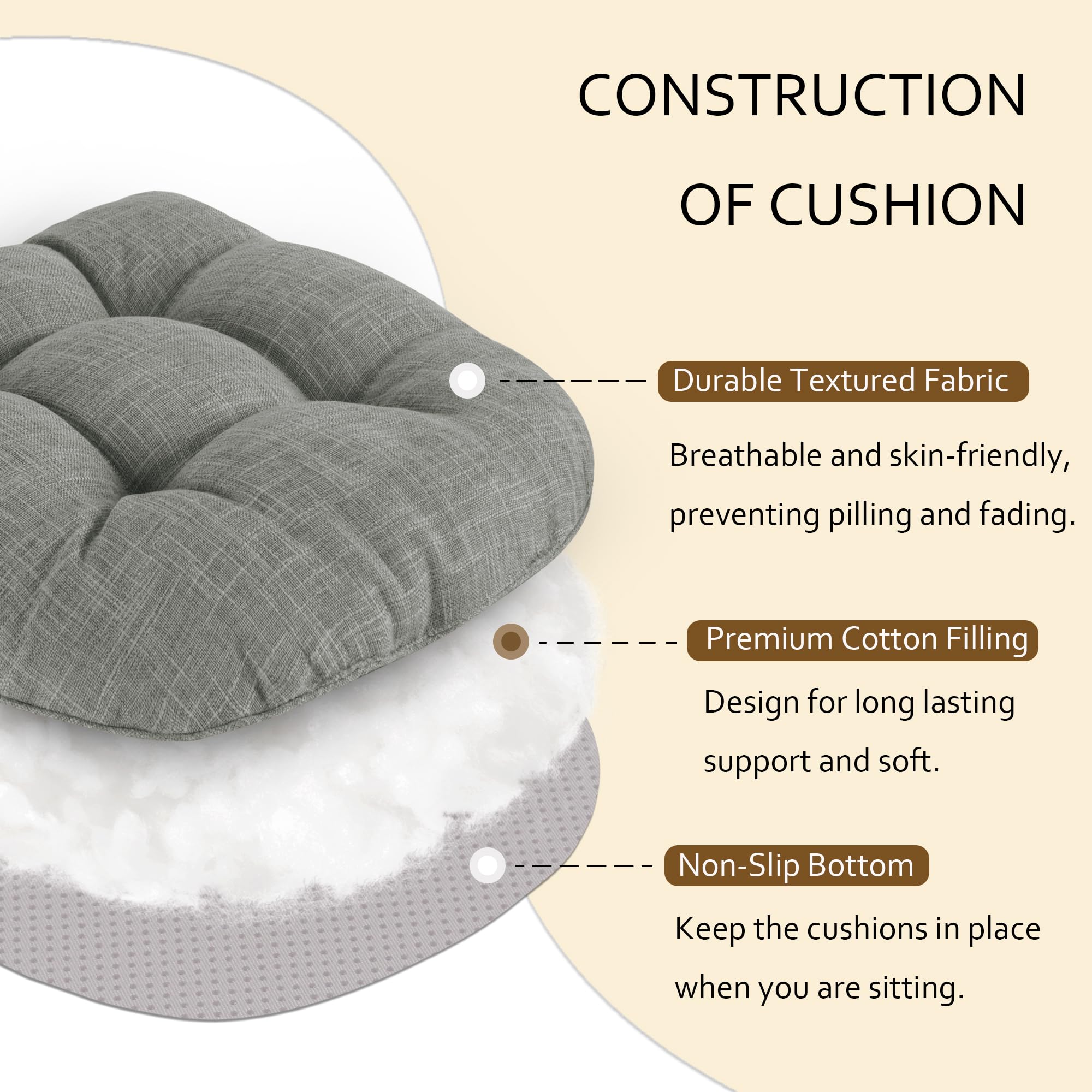 Almohadillas ELFJOY con dos tiras de ajuste y base antideslizante para silla estable.