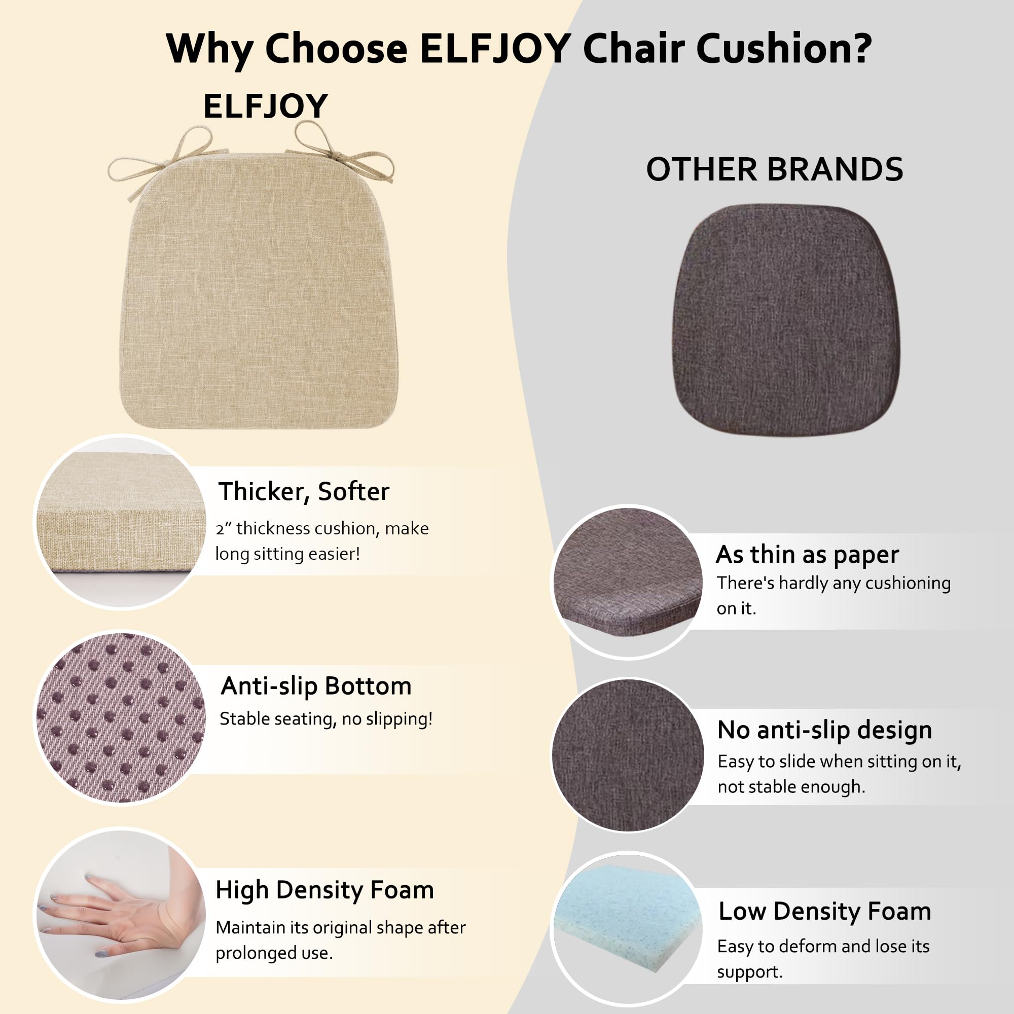 Almohadillas ELFJOY lavables a máquina para facilitar la limpieza.
