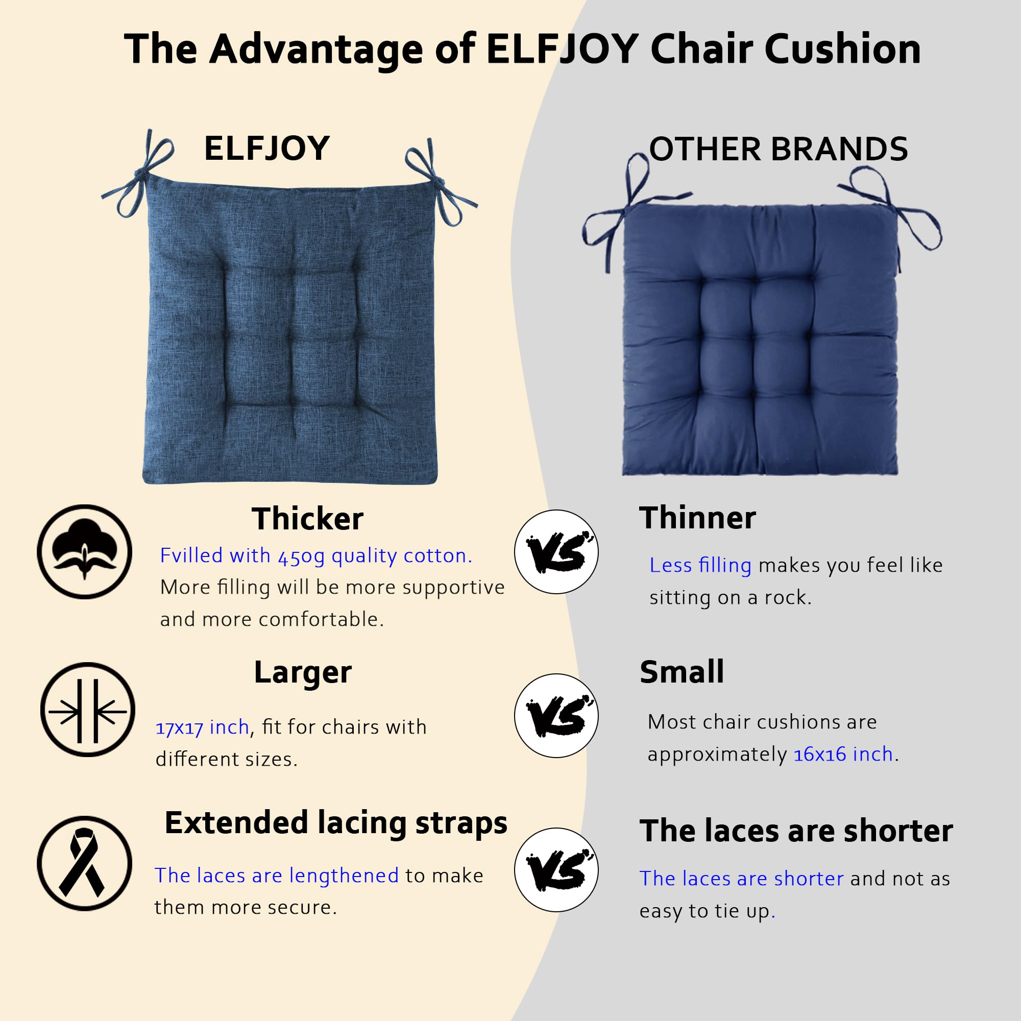 Textura de lino azul marino de ELFJOY, suave y duradera para uso diario.