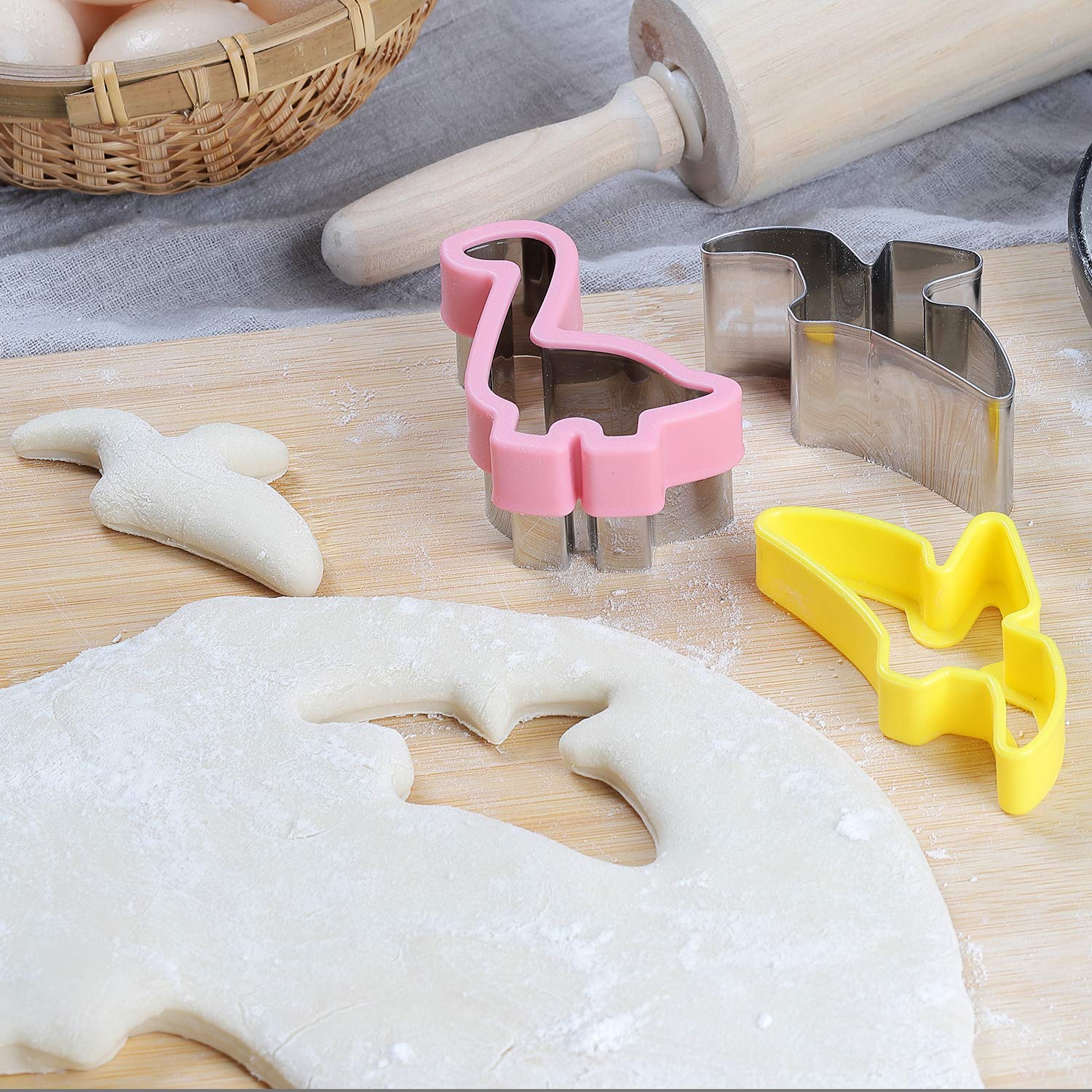 Elfkitwang cortadores-dinosaurio-set cortadores-galleta-kingsaurus: diseños divertidos para platos temáticos