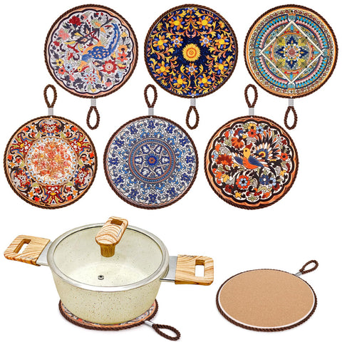 ELFULLY posavasos cerámica patrón retro azul protege superficies y realza la mesa.