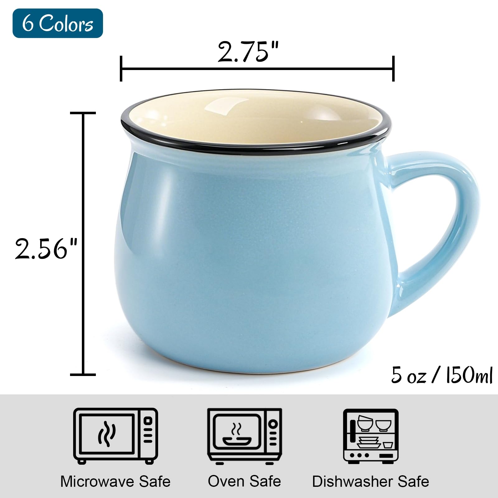 ELFULLY tazas demitasse con manija ergonómica para un agarre cómodo