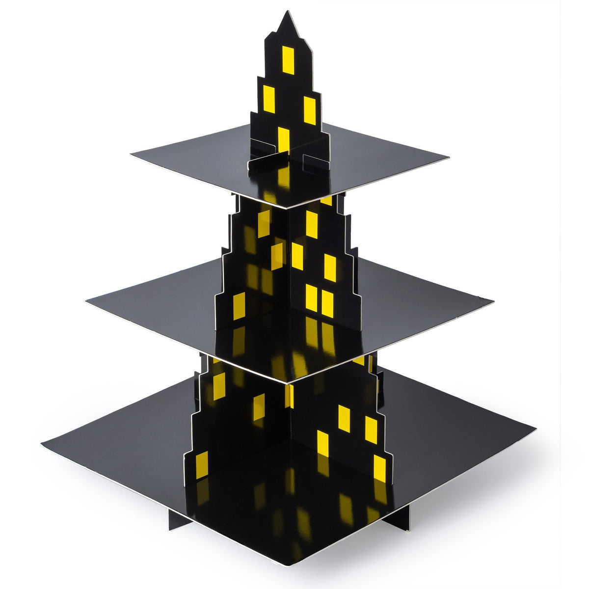 ELGVSK City Skyscraper vista frontal del soporte para cupcakes, ideal para la mesa de fiesta.