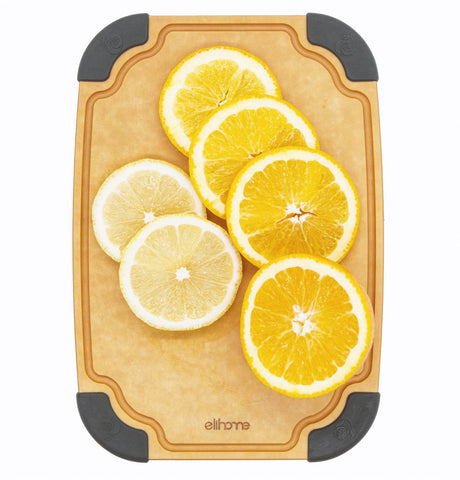 Elihome tabla de cortar fibra madera 10x7 con superficie antideslizante ideal para cocinas seguras