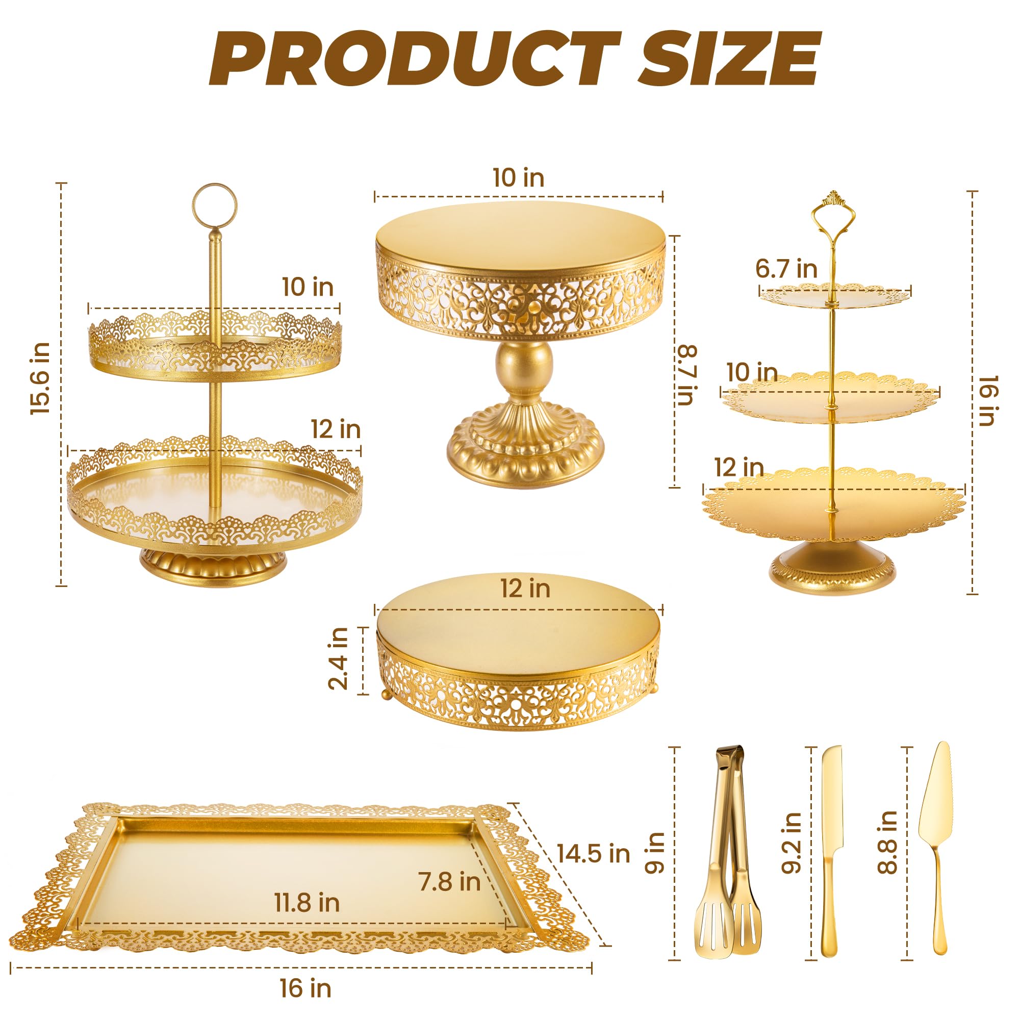 ELIMTEC soporte pastel dorado de 2 niveles, ideal para cupcakes y postres