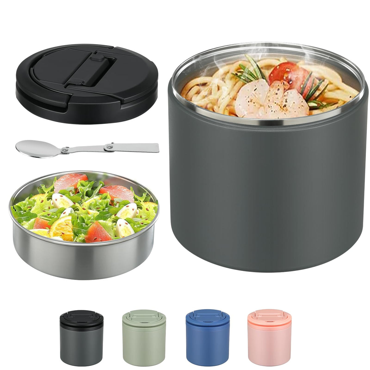 Elipark Thermo, vista frontal, 40 oz para comidas calientes para compartir.