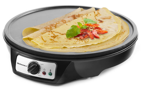 Elite Gourmet ECP-126, superficie sin adherencia para crepes perfectos y fáciles de voltear.