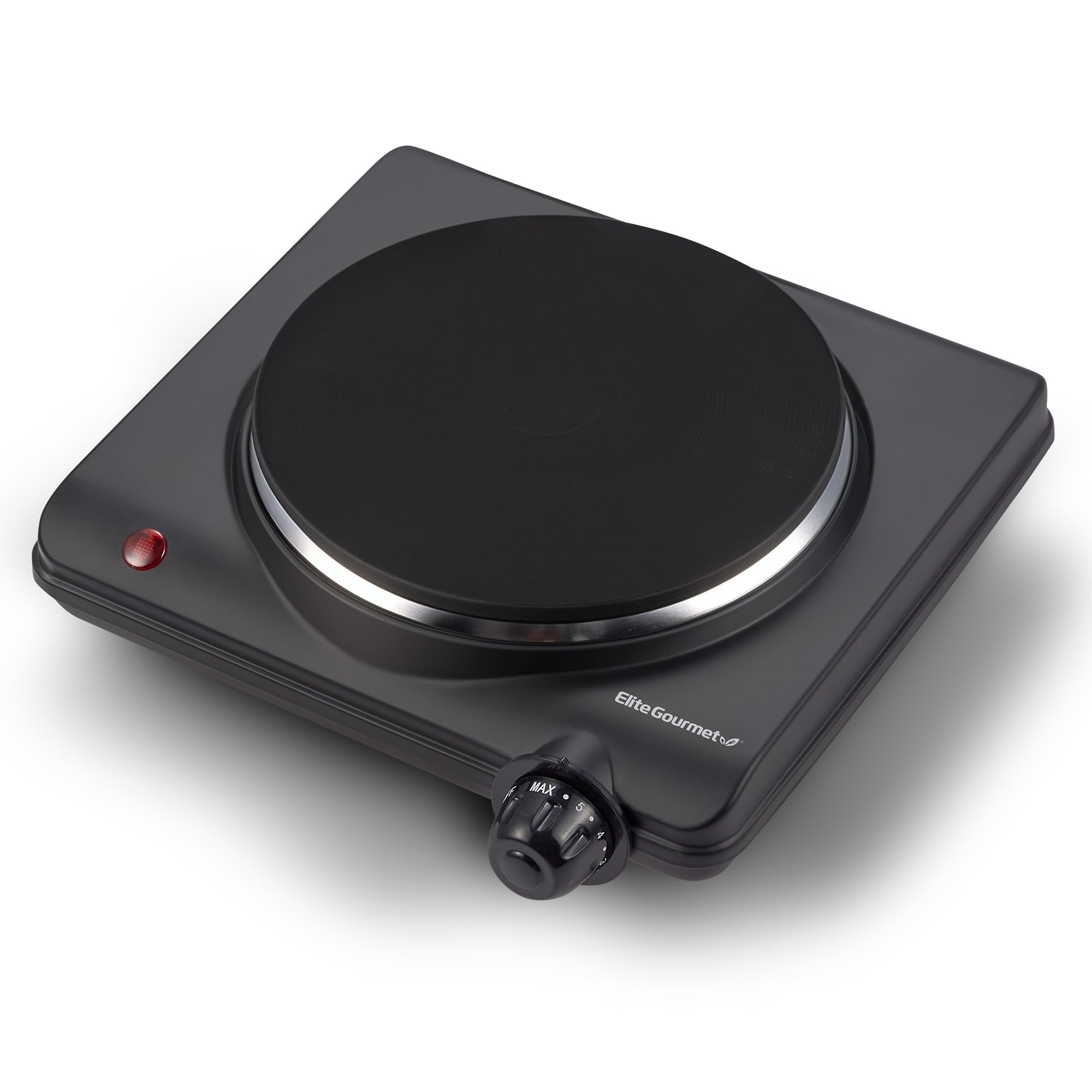 Elite Gourmet vista frontal del quemador portátil para cocinar en espacios pequeños