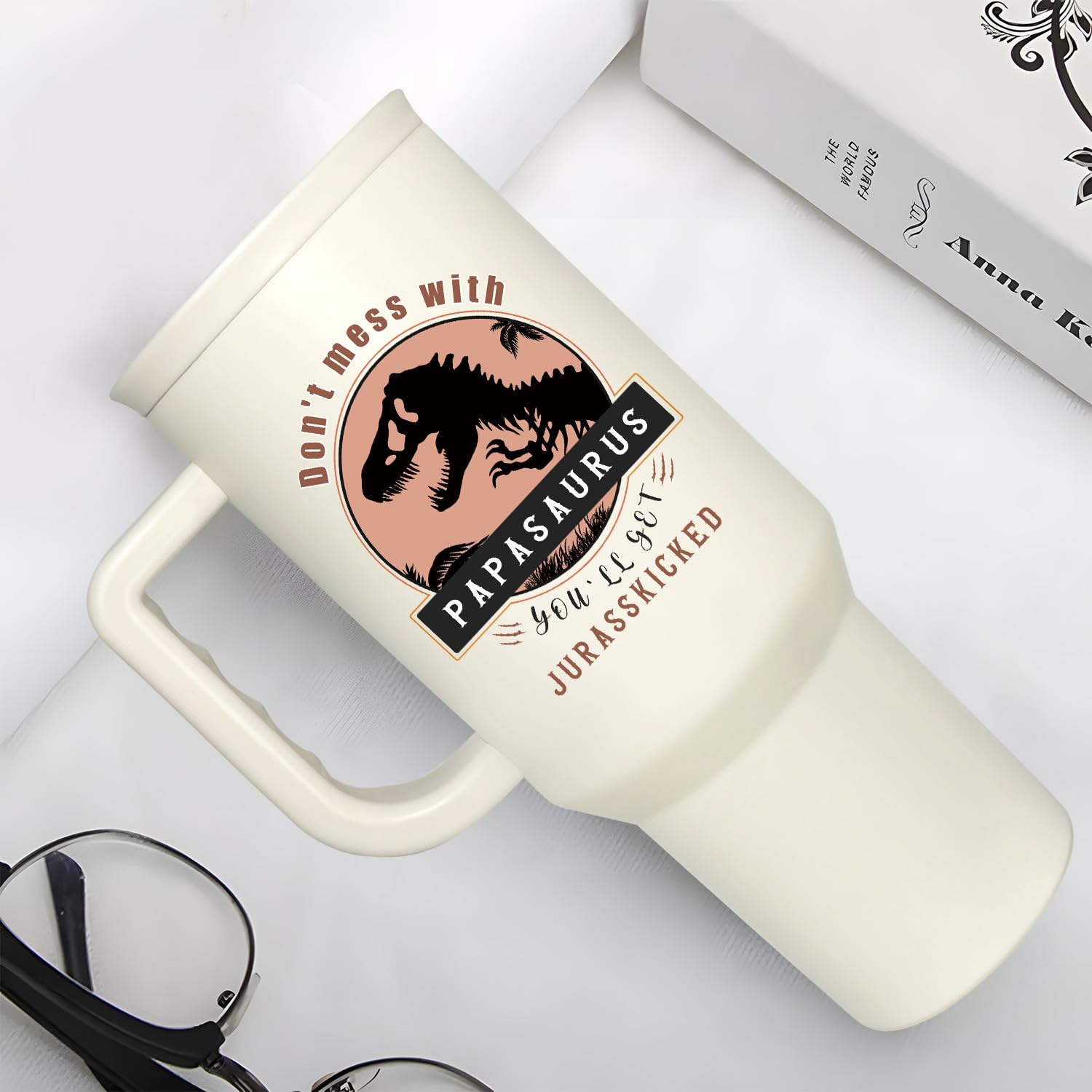 EliteOne Papasaurus Tumbler, doble aislamiento, mantiene bebidas frías 9h y cálidas 6h.