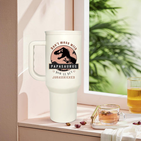 EliteOne Papasaurus Tumbler, impresión HD colorida, mantiene bebidas frías o cálidas.