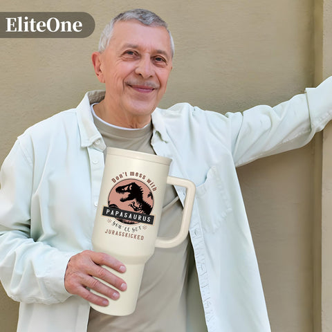 EliteOne Papasaurus Tumbler, tapa y pajilla incluidos, cómodo para llevar.