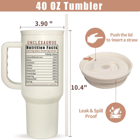 EliteOne Vaso Tío Dinosaurio de 40oz perfecto para bebidas grandes