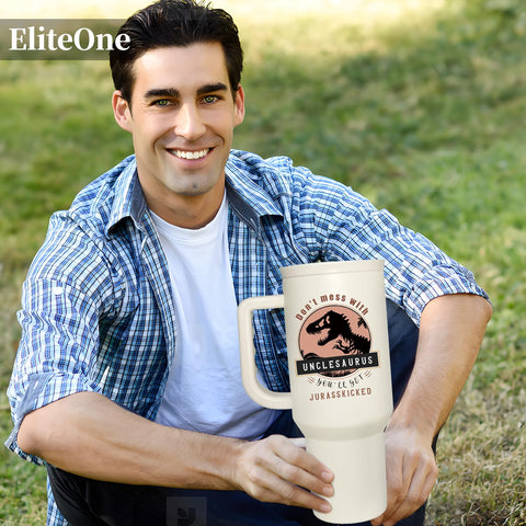 EliteOne Vaso Tío Dinosaurio con tapa y pajilla para viajes sin derrames