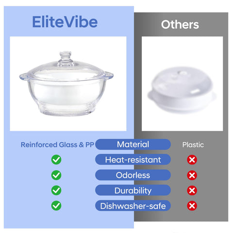 Cubo o cuenco de vidrio transparente EliteVibe, permite vigilar la cocción