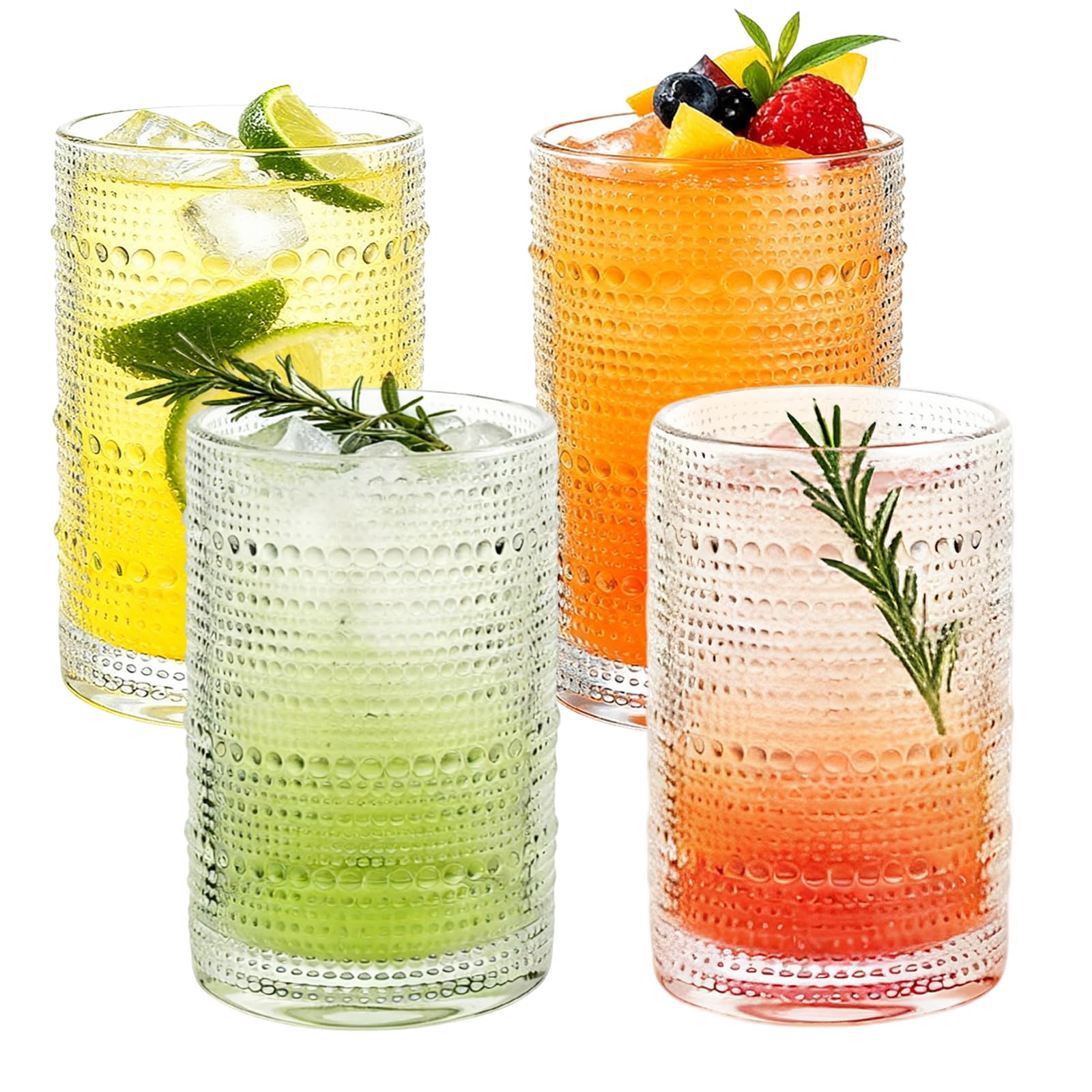 Elitrivox Hobnail copas set4-16-onzas, cristal claro, aptas para agua y jugos