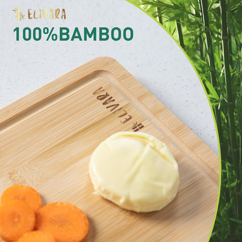 Tabla ELIVARA de bambú con gran superficie para cortar ingredientes.