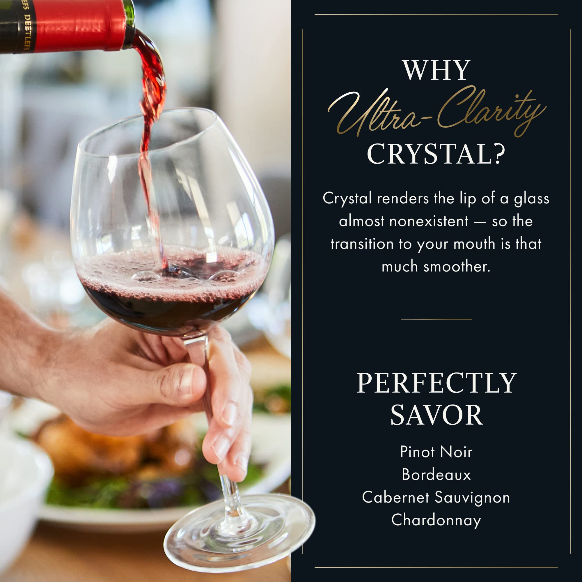 Elixir Glassware boca amplia dirige el vino para un perfil equilibrado