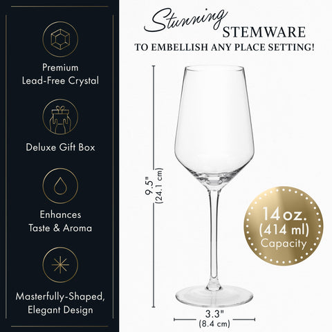Copa de vino blanco ELIXIR GLASSWARE con tallo largo, realza aromas y acidez.