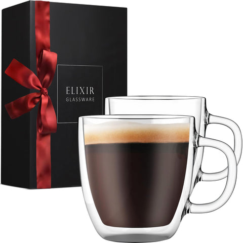Elixir Glassware: juego de tazas 16oz, frente, perfecto para café o té