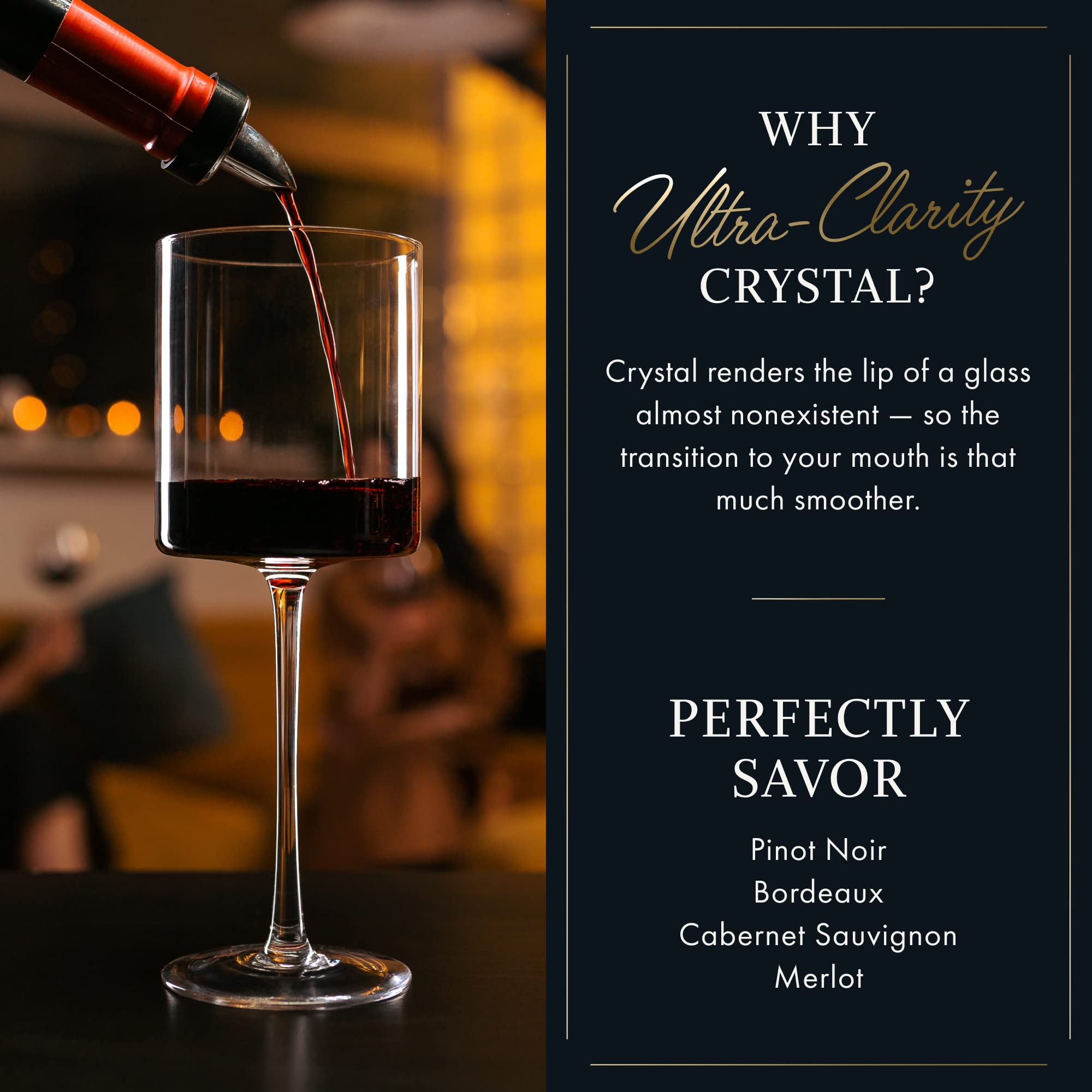 Set de 4 copas de cristal Elixir Glassware, brillo duradero.