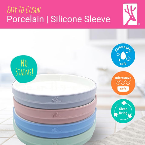 Elk and Friends: conjunto de porcelana y manga de silicona aptos para lavavajillas.