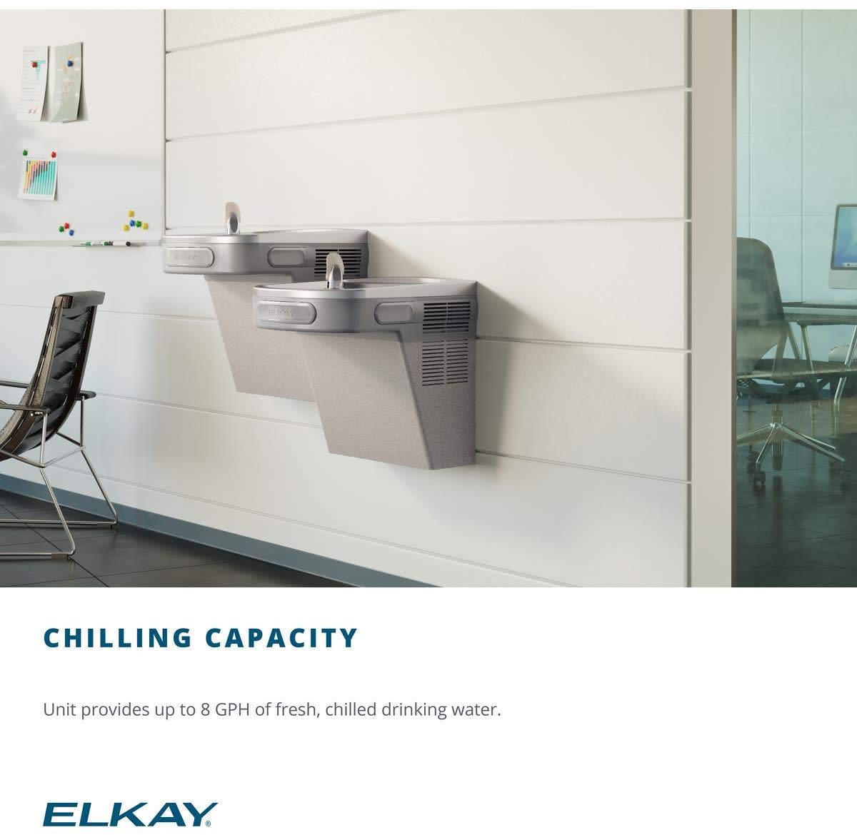 Elkay EZS8L pulsadores electrónicos permiten activación rápida y fácil.